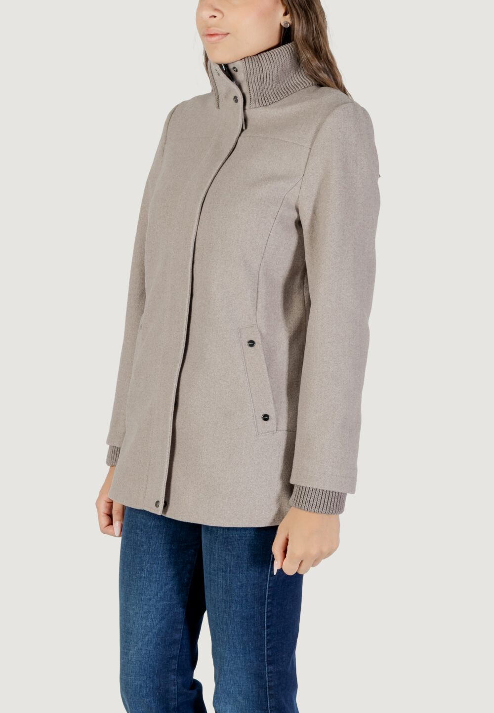 Cappotto Street One Short Coat W. Knit Details Grigio - Foto 3