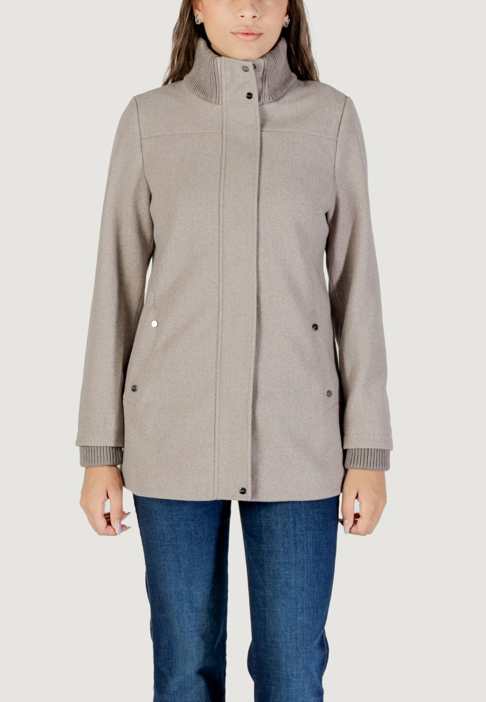 Cappotto Street One Short Coat W. Knit Details Grigio - Foto 5