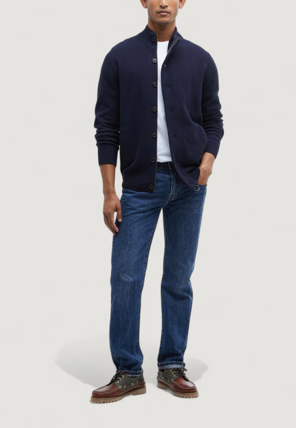 Cardigan Barbour ESSENTIAL PATCH ZIP THROUGH Blue scuro - Foto 3