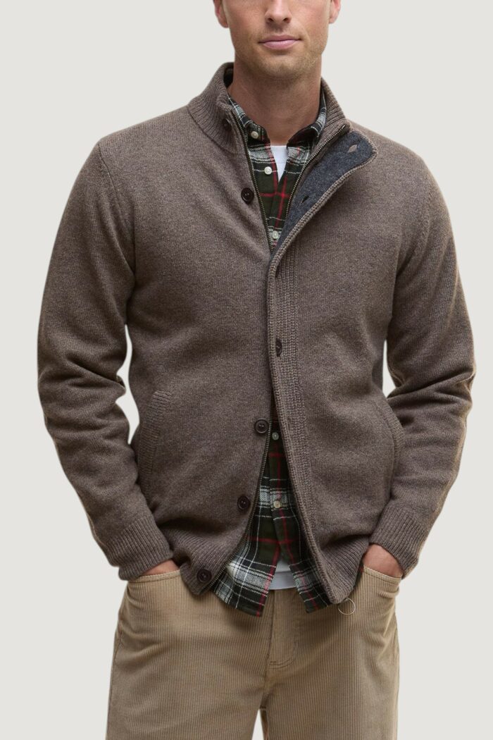 Cardigan Barbour ESSENTIAL PATCH ZIP THROUGH Marrone