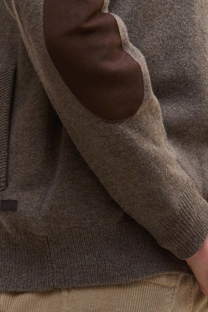 Cardigan Barbour ESSENTIAL PATCH ZIP THROUGH Marrone