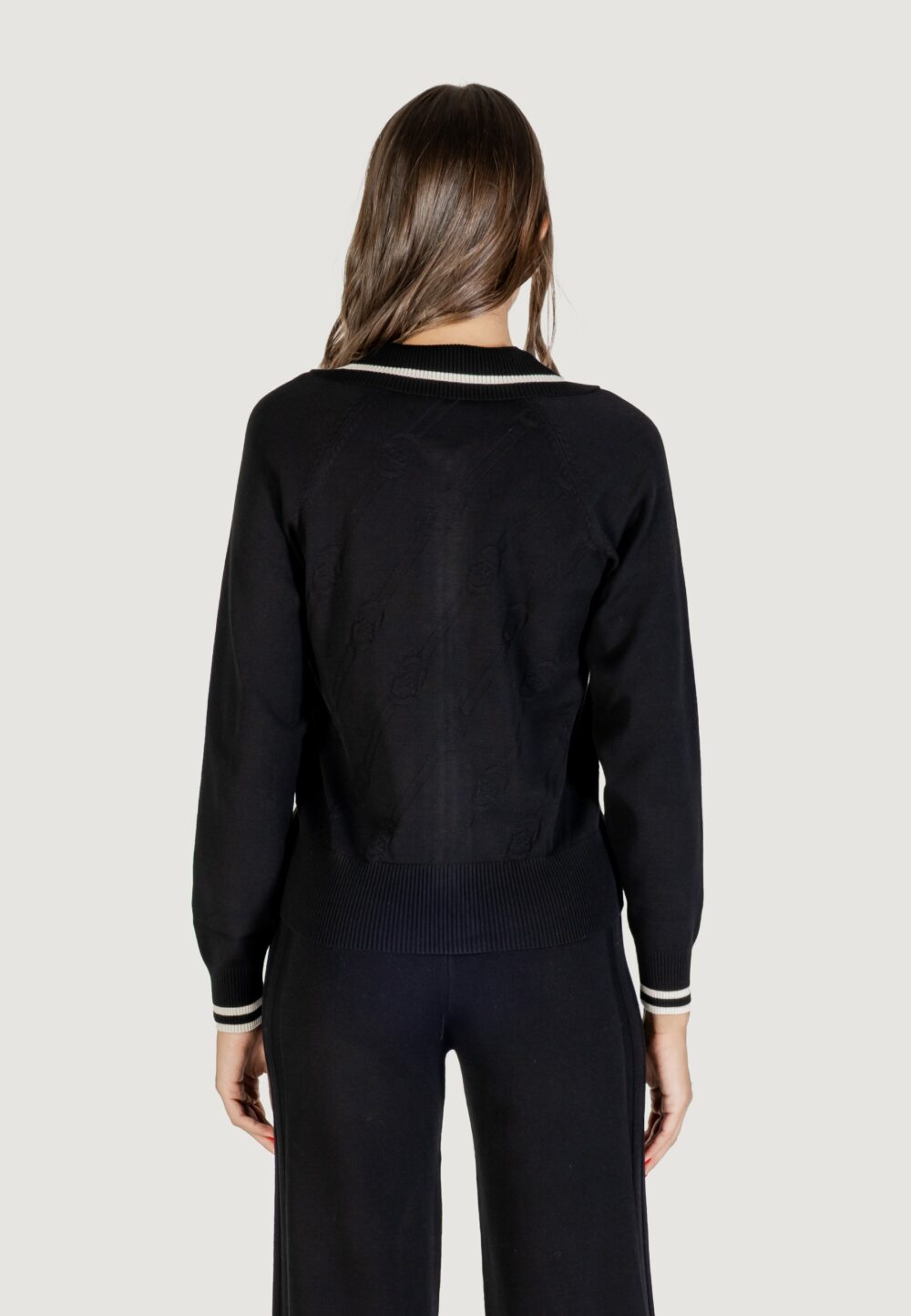 Cardigan Liu-Jo ECS MAGLIA ZIPPATA M/L Nero - Bianco - Foto 3