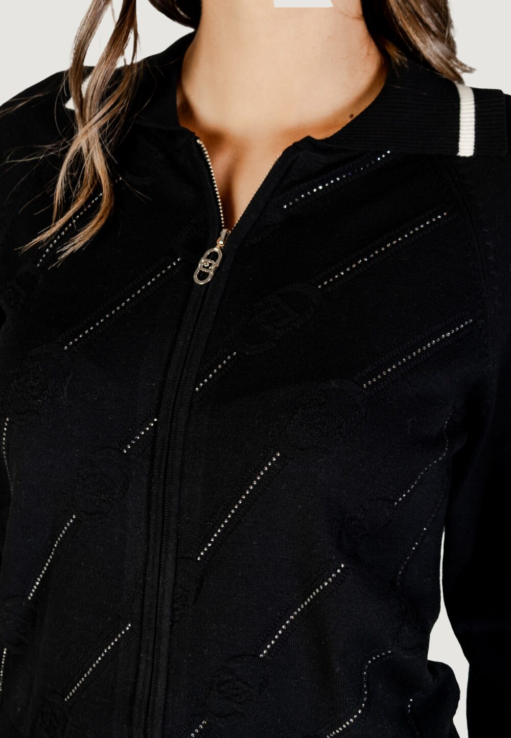Cardigan Liu-Jo ECS MAGLIA ZIPPATA M/L Nero - Bianco - Foto 5