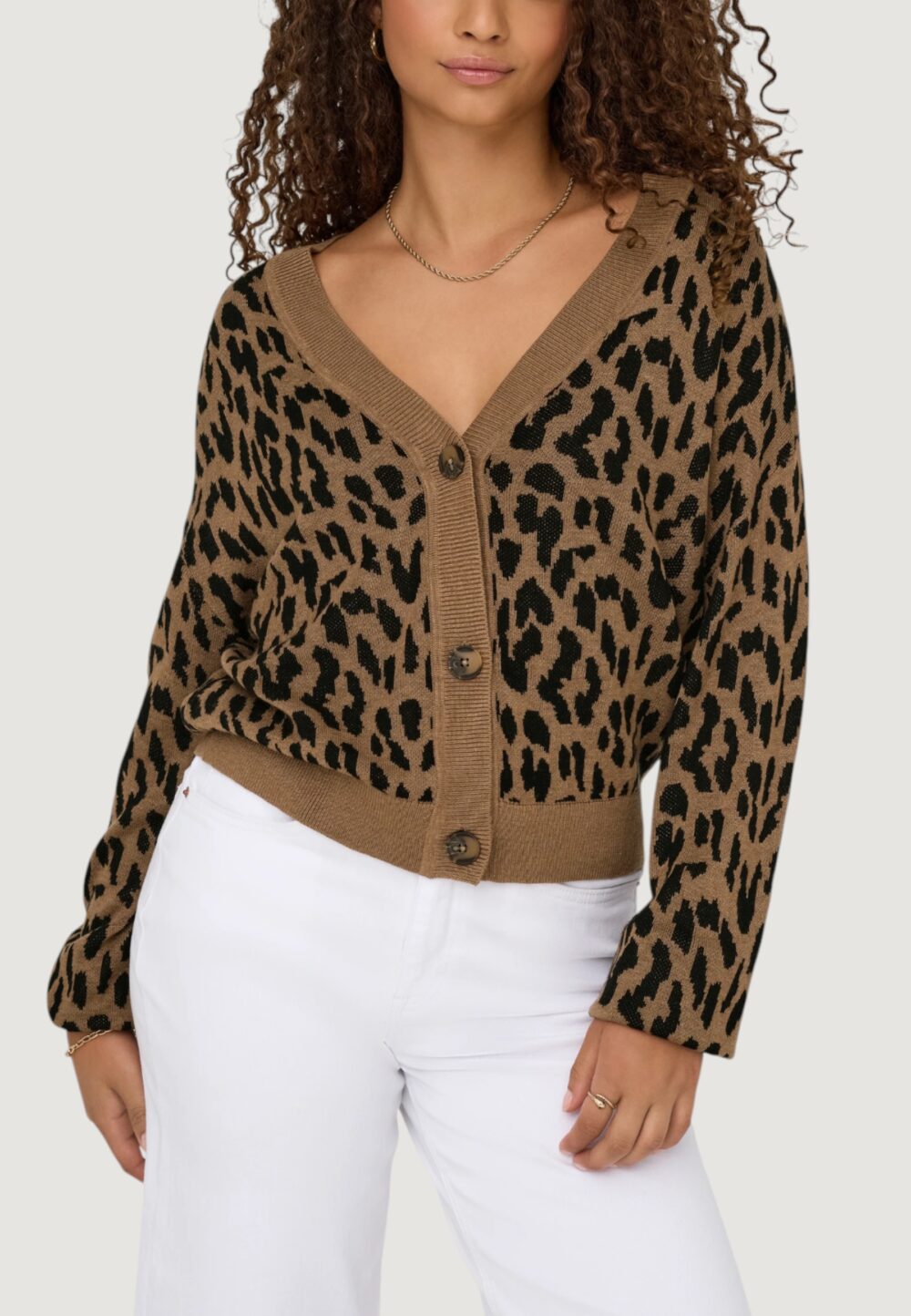 Cardigan Only ONLVIENNA LS JQ LEO CARDIGAN CC KNT Beige scuro - Foto 1