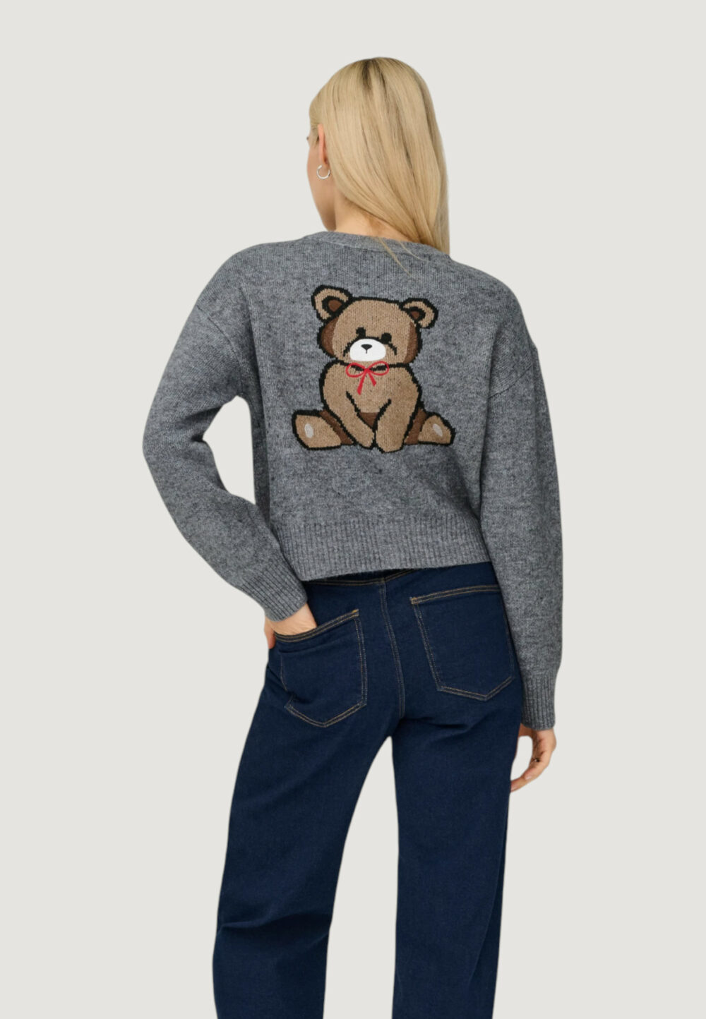 Cardigan Only Onlteddy Ls Cardigan Ex Knt Grigio - Foto 3