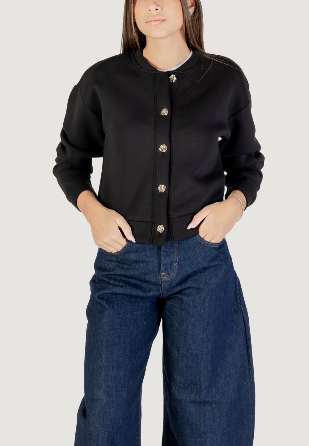 Cardigan Only Onlnaomi L/S Bomber Swt Nero - Foto 1