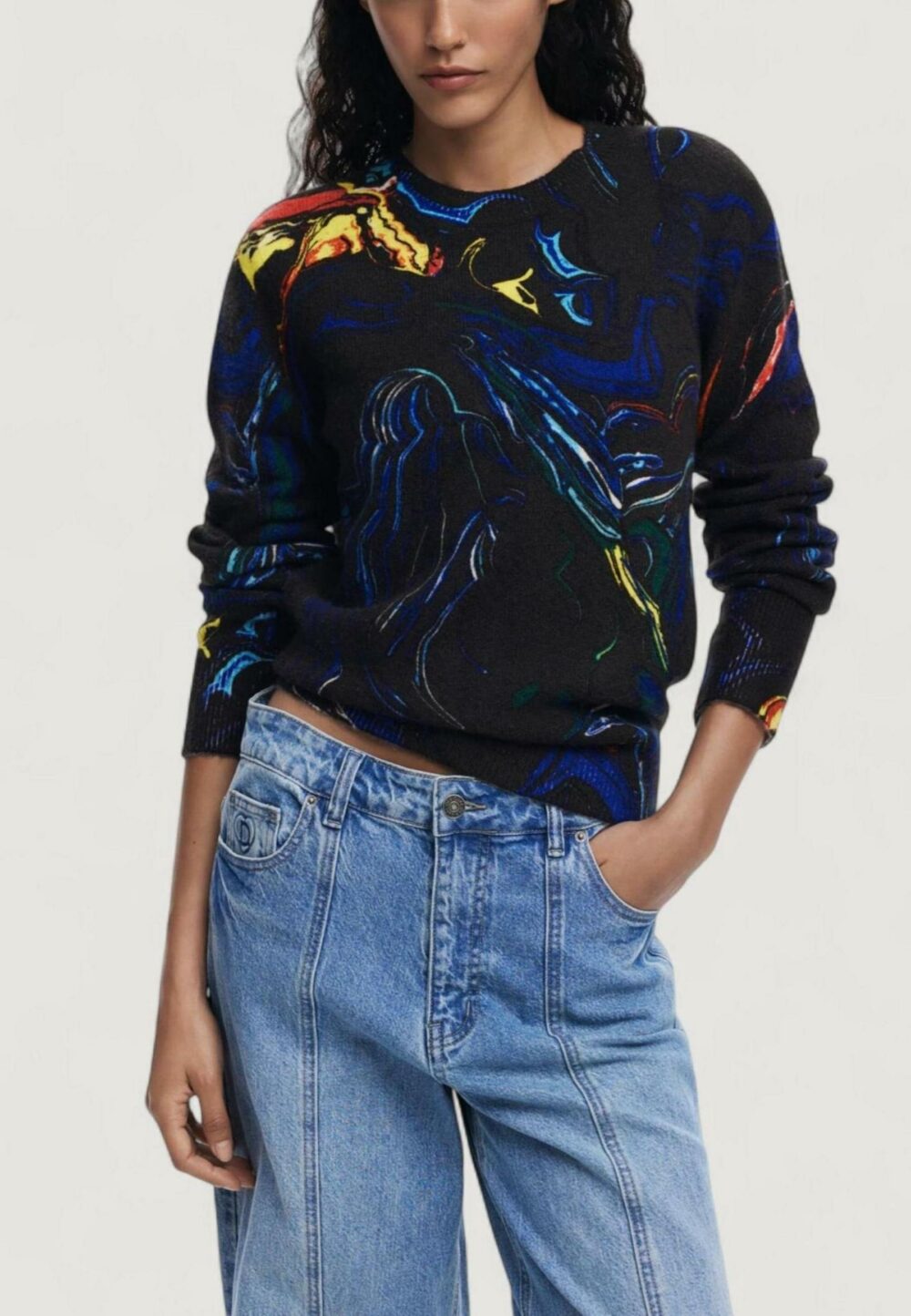 Maglione Desigual JERS_BUTTERFLY_LACROIX Nero - Foto 1
