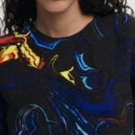 Maglione Desigual JERS_BUTTERFLY_LACROIX Nero - Foto 4