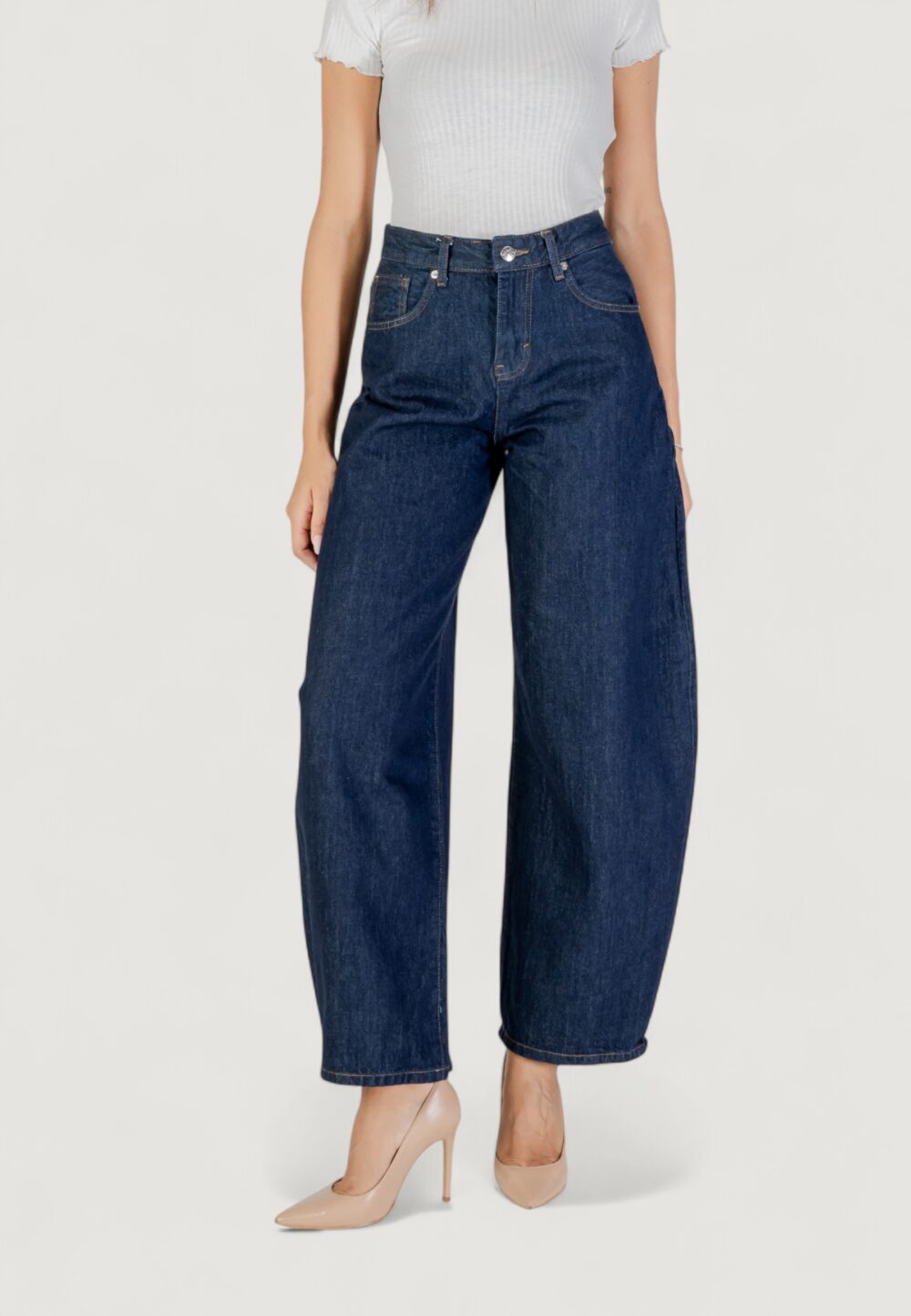Jeans larghi Only Onltaylor Hw Rinse Barrel Dnm Tai Blue Denim Scuro - Foto 1
