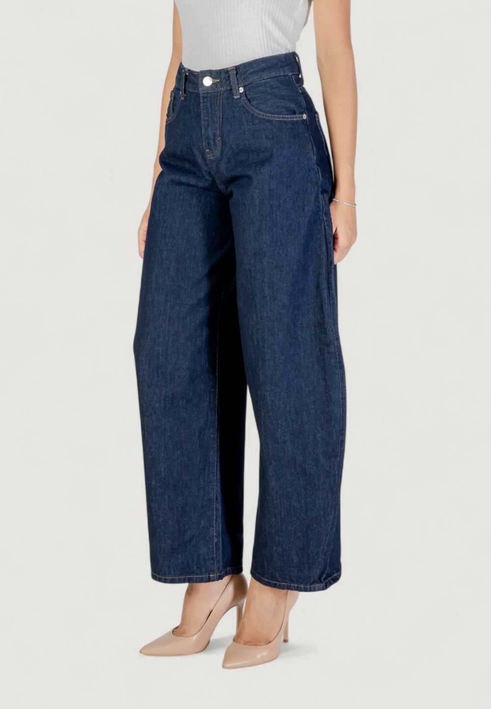 Jeans larghi Only Onltaylor Hw Rinse Barrel Dnm Tai Blue Denim Scuro - Foto 2