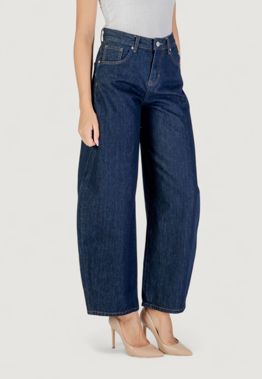 Jeans larghi Only Onltaylor Hw Rinse Barrel Dnm Tai Blue Denim Scuro - Foto 3