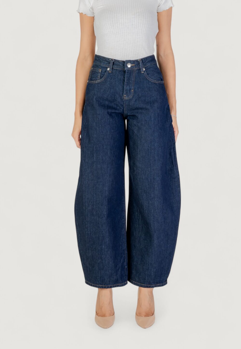 Jeans larghi Only Onltaylor Hw Rinse Barrel Dnm Tai Blue Denim Scuro - Foto 5