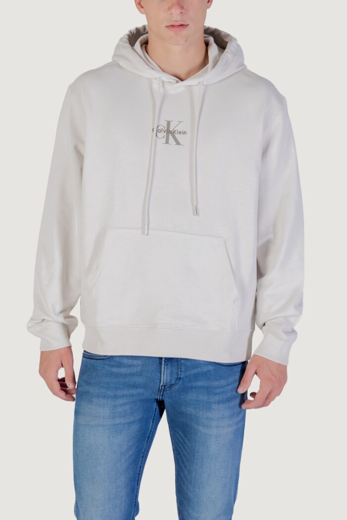 Felpa con cappuccio Calvin Klein LS EU 350TERRY MICRO MONOLOGO HO Beige chiaro – LV04RD243G