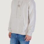 Felpa con cappuccio Calvin Klein Jeans LS EU 350TERRY MICRO MONOLOGO HO Beige chiaro - Foto 4