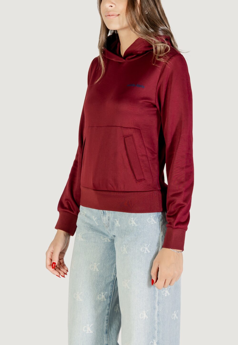 Felpa con cappuccio Calvin Klein LS HGH SHN FRNCH TRR Bordeaux - Foto 1