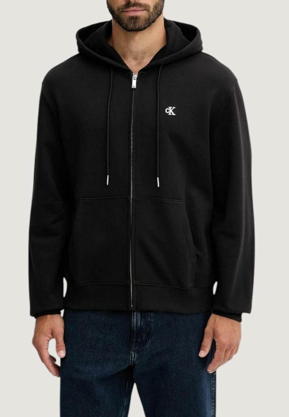 Felpa con cappuccio Calvin Klein Jeans LS EU 350TERRY MONOG Nero - Foto 1