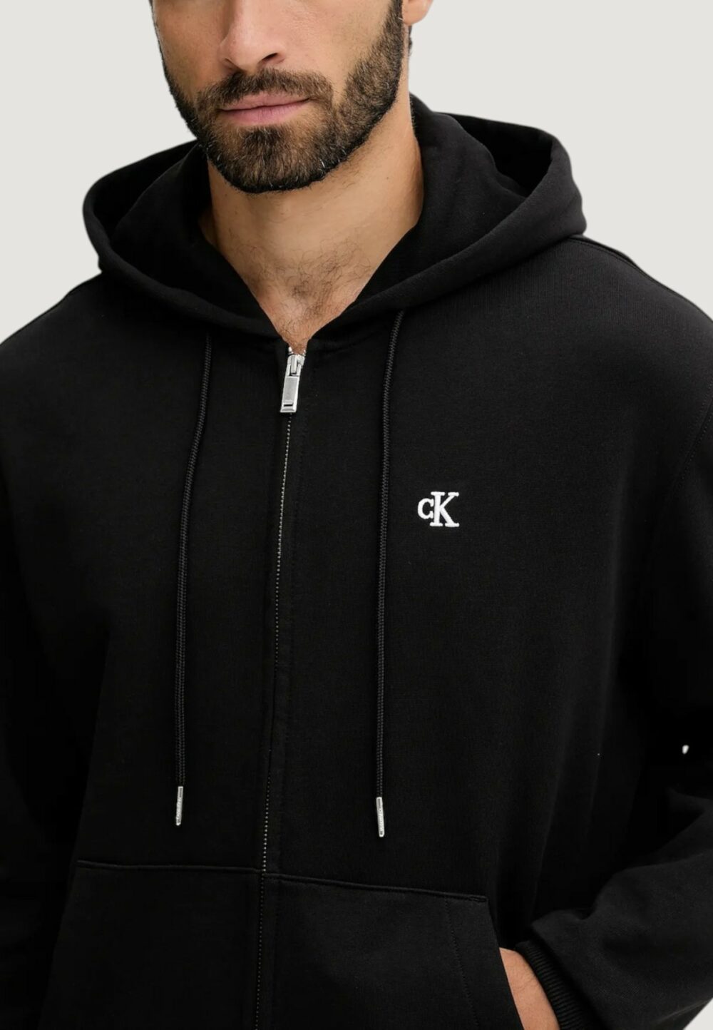 Felpa con cappuccio Calvin Klein Jeans LS EU 350TERRY MONOG Nero - Foto 3