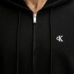 Felpa con cappuccio Calvin Klein Jeans LS EU 350TERRY MONOG Nero - Foto 4