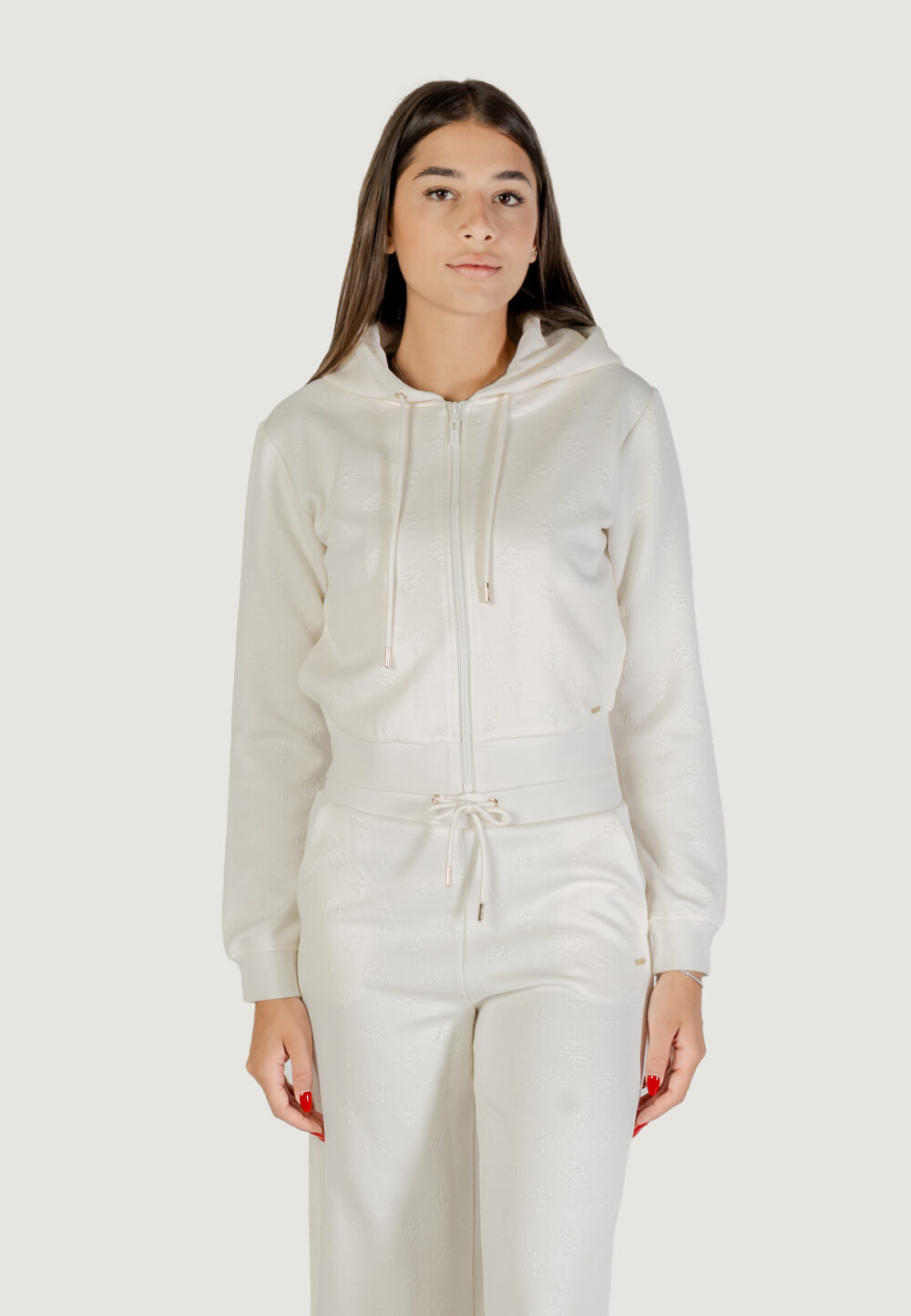 Felpa con cappuccio Guess Active 3D PEONY ZIPPER HOODIE JACKET Bianco - Foto 5
