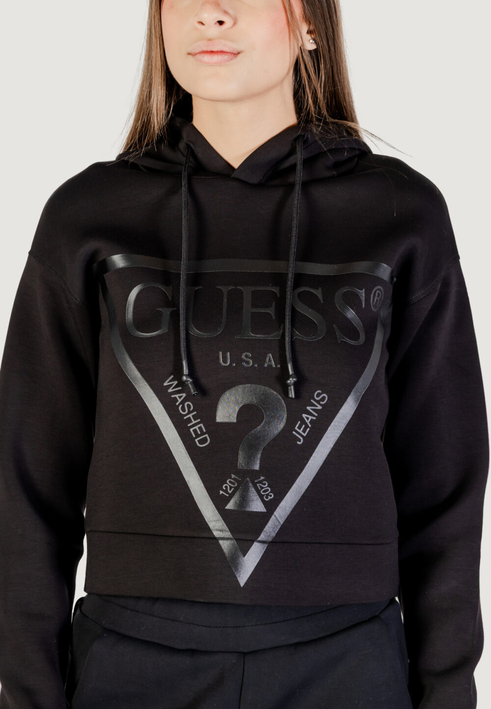 Felpa con cappuccio Guess Active NEW ALISA HOODED Nero - Foto 2