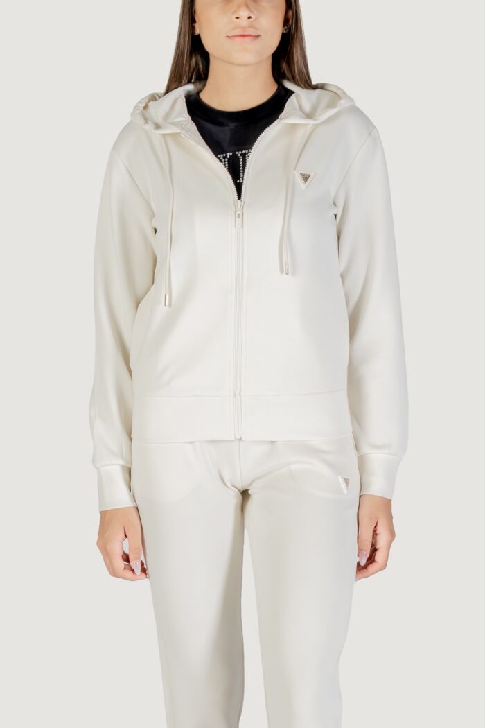 Felpa con cappuccio Guess Active OLYMPE FULL ZIP Panna – V4YQ06 KCAY2