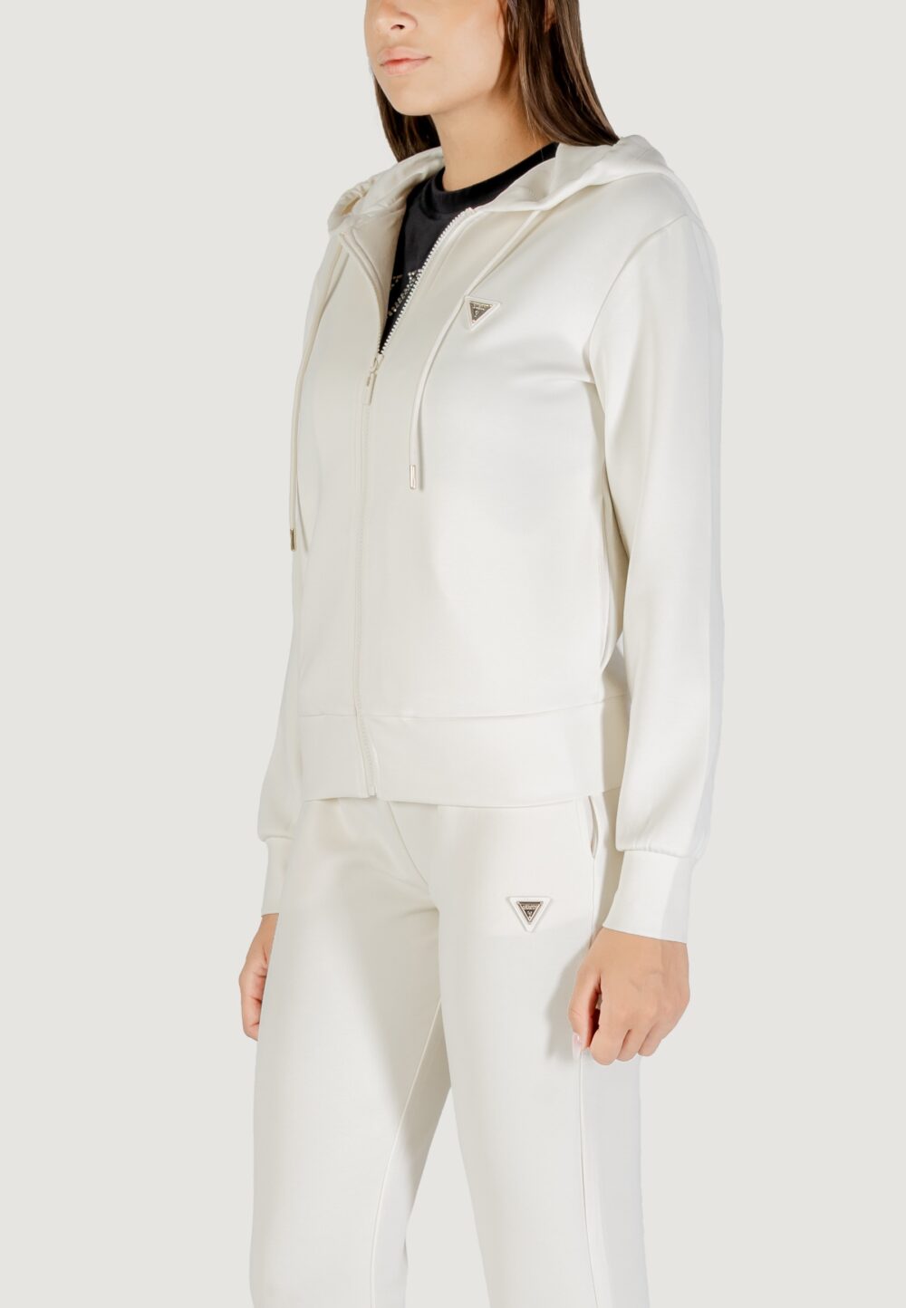 Felpa con cappuccio Guess Active OLYMPE FULL ZIP Panna - Foto 4