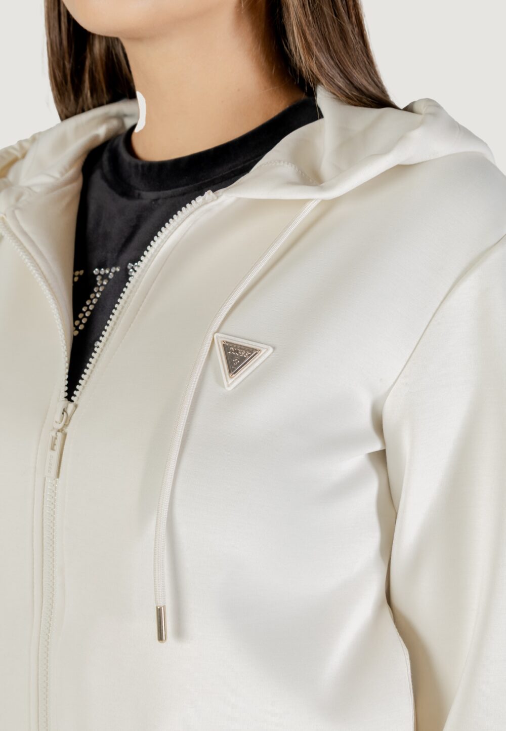 Felpa con cappuccio Guess Active OLYMPE FULL ZIP Panna - Foto 5
