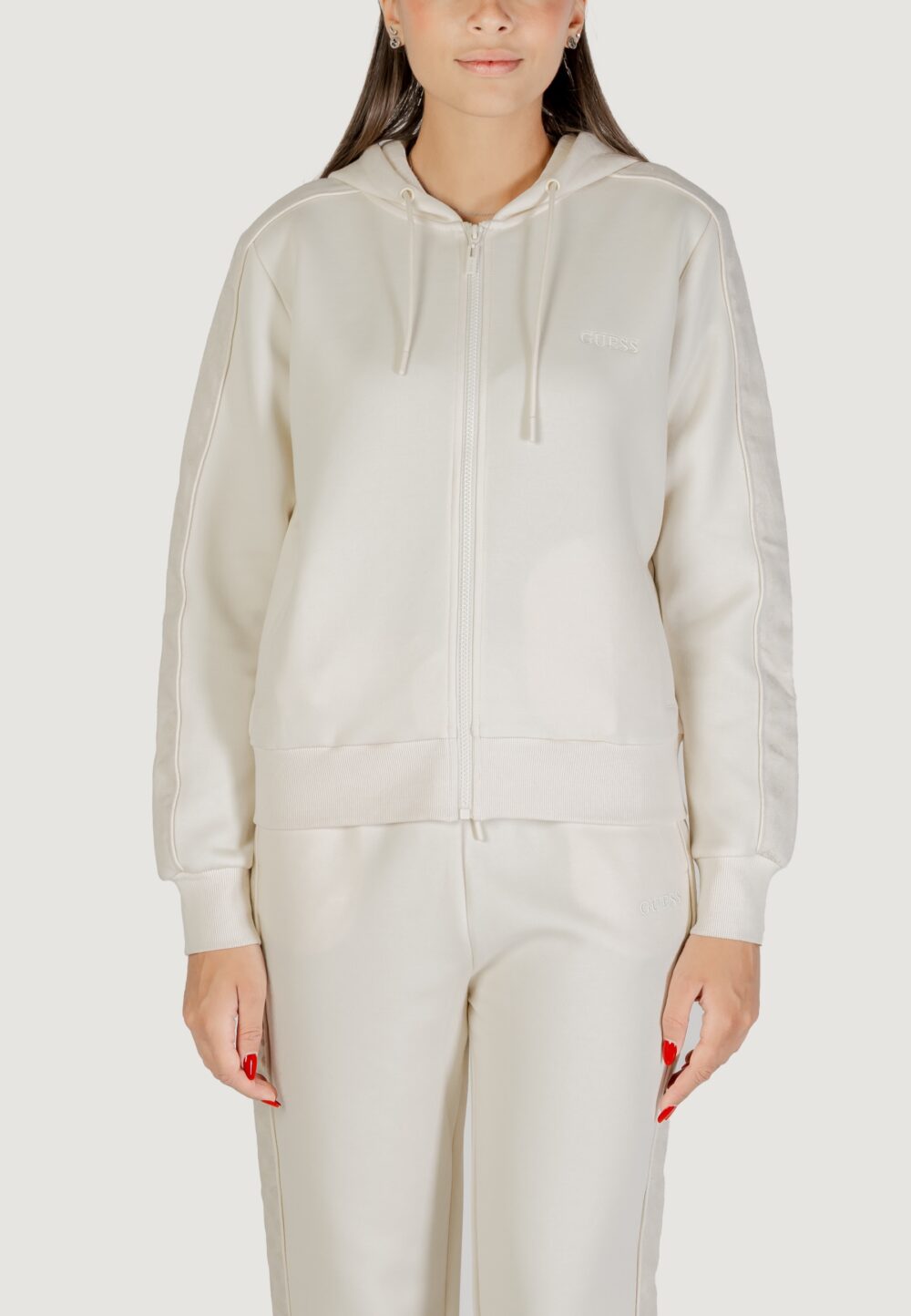 Felpa con cappuccio Guess MARYELLA FULL ZIP SWEATSHIRT Panna - Foto 1