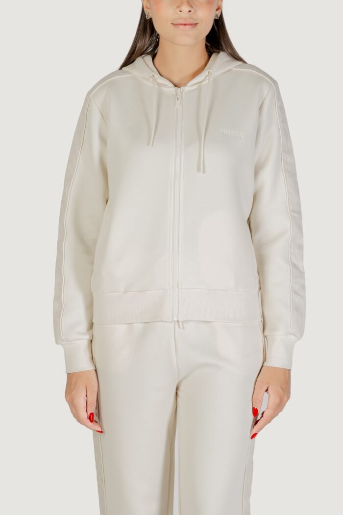 Felpa con cappuccio Guess MARYELLA FULL ZIP SWEATSHIRT Panna