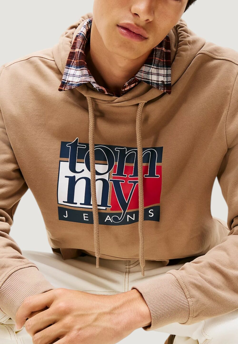 Felpa con cappuccio Tommy Hilfiger Jeans TJM REG RWB FLAG HOO Beige scuro - Foto 2