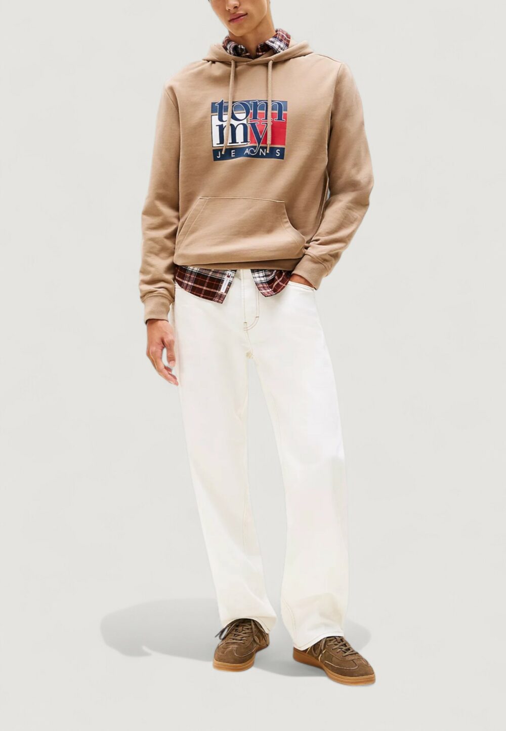 Felpa con cappuccio Tommy Hilfiger Jeans TJM REG RWB FLAG HOO Beige scuro - Foto 3