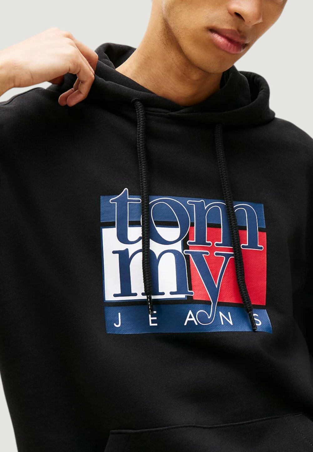 Felpa con cappuccio Tommy Hilfiger Jeans TJM REG RWB FLAG HOO Nero - Foto 3