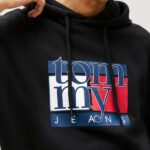 Felpa con cappuccio Tommy Hilfiger Jeans TJM REG RWB FLAG HOO Nero - Foto 3
