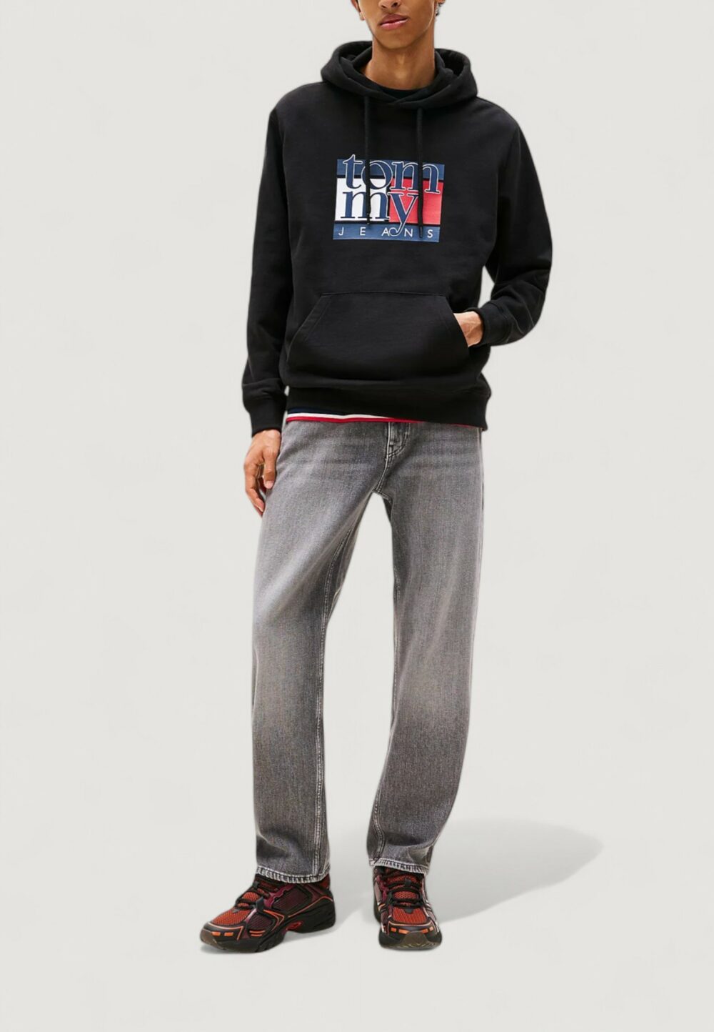 Felpa con cappuccio Tommy Hilfiger Jeans TJM REG RWB FLAG HOO Nero - Foto 4