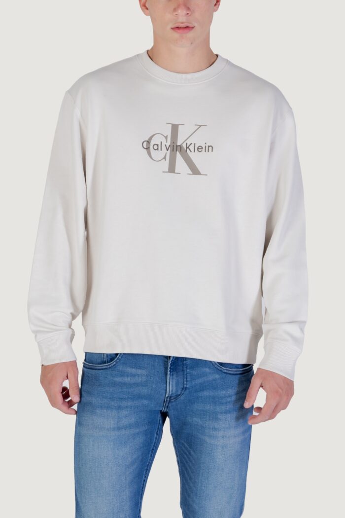 Felpa senza cappuccio Calvin Klein LS EU 350TERRY MONOL Beige chiaro – LV04RD242G