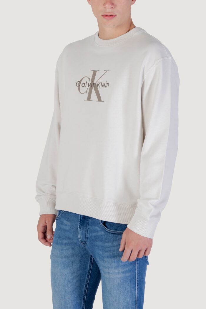 Felpa senza cappuccio Calvin Klein LS EU 350TERRY MONOL Beige chiaro – LV04RD242G
