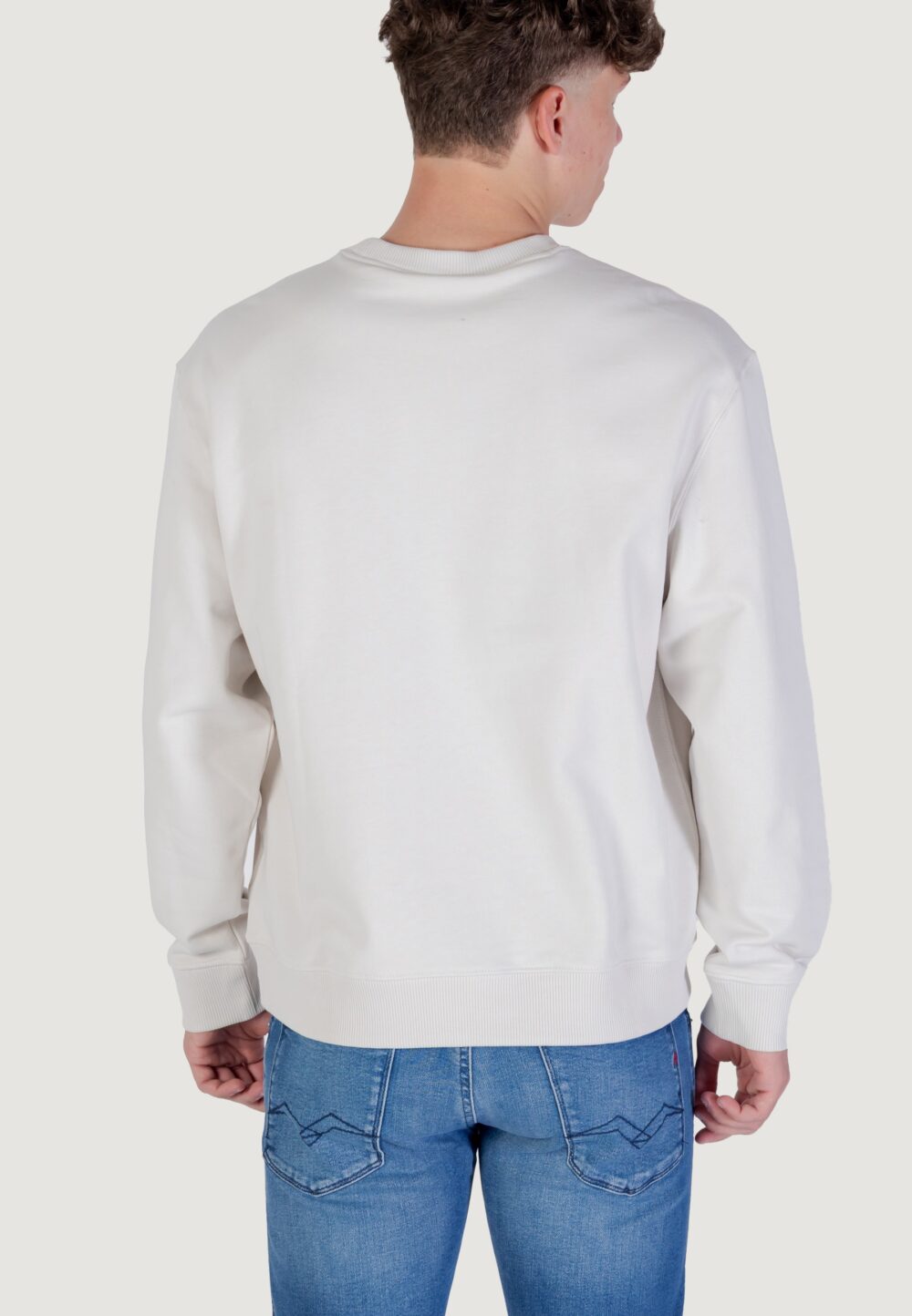 Felpa senza cappuccio Calvin Klein Jeans LS EU 350TERRY MONOL Beige chiaro - Foto 4