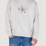 Felpa senza cappuccio Calvin Klein Jeans LS EU 350TERRY MONOL Beige chiaro - Foto 5