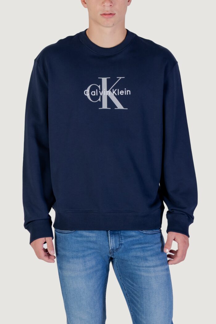 Felpa senza cappuccio Calvin Klein LS EU 350TERRY MONOL Blue scuro – LV04RD242G