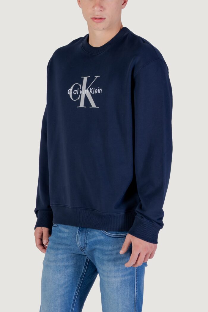 Felpa senza cappuccio Calvin Klein LS EU 350TERRY MONOL Blue scuro – LV04RD242G