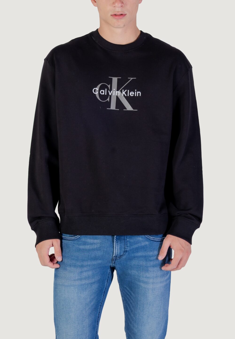 Felpa senza cappuccio Calvin Klein Jeans LS EU 350TERRY MONOL Nero - Foto 5