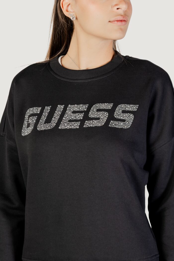 Felpa senza cappuccio Guess PRIMULA RHINESTONES CN SWEATSH Nero