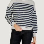 Felpa senza cappuccio Only ONLADELE L/S O-NECK STRIPE SWT Blu - Foto 1
