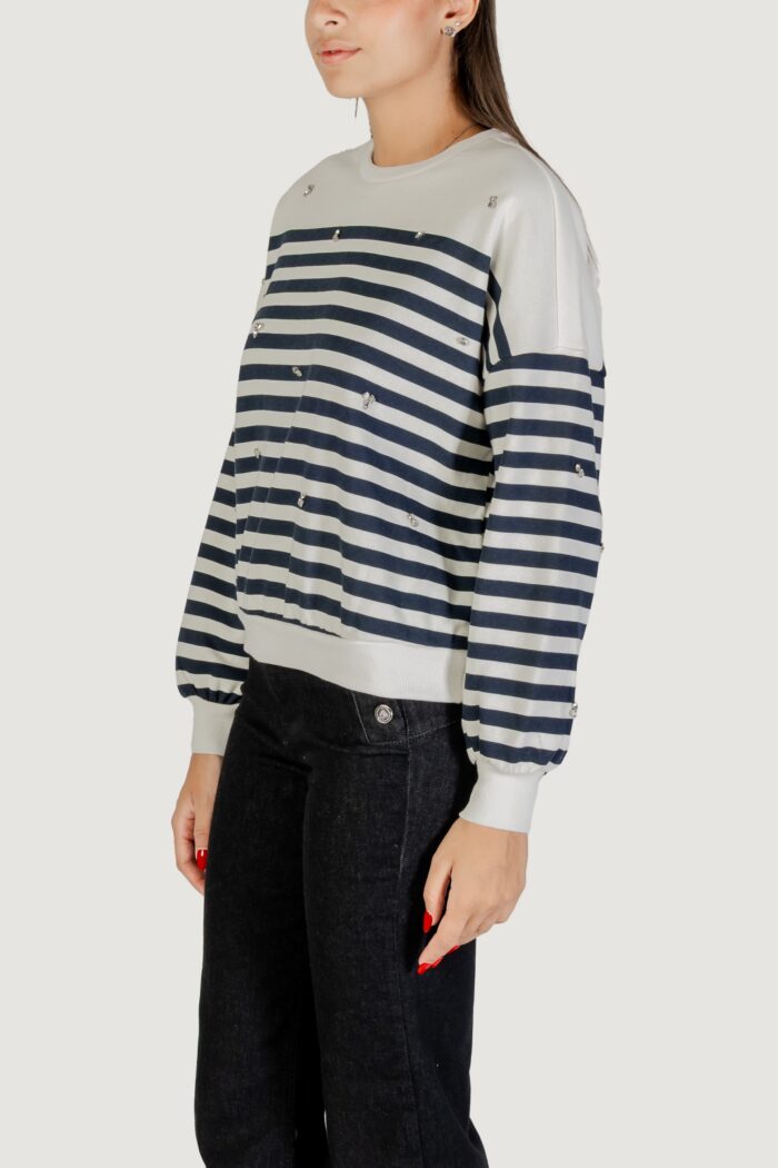 Felpa senza cappuccio Only ONLADELE L/S O-NECK STRIPE SWT Blu