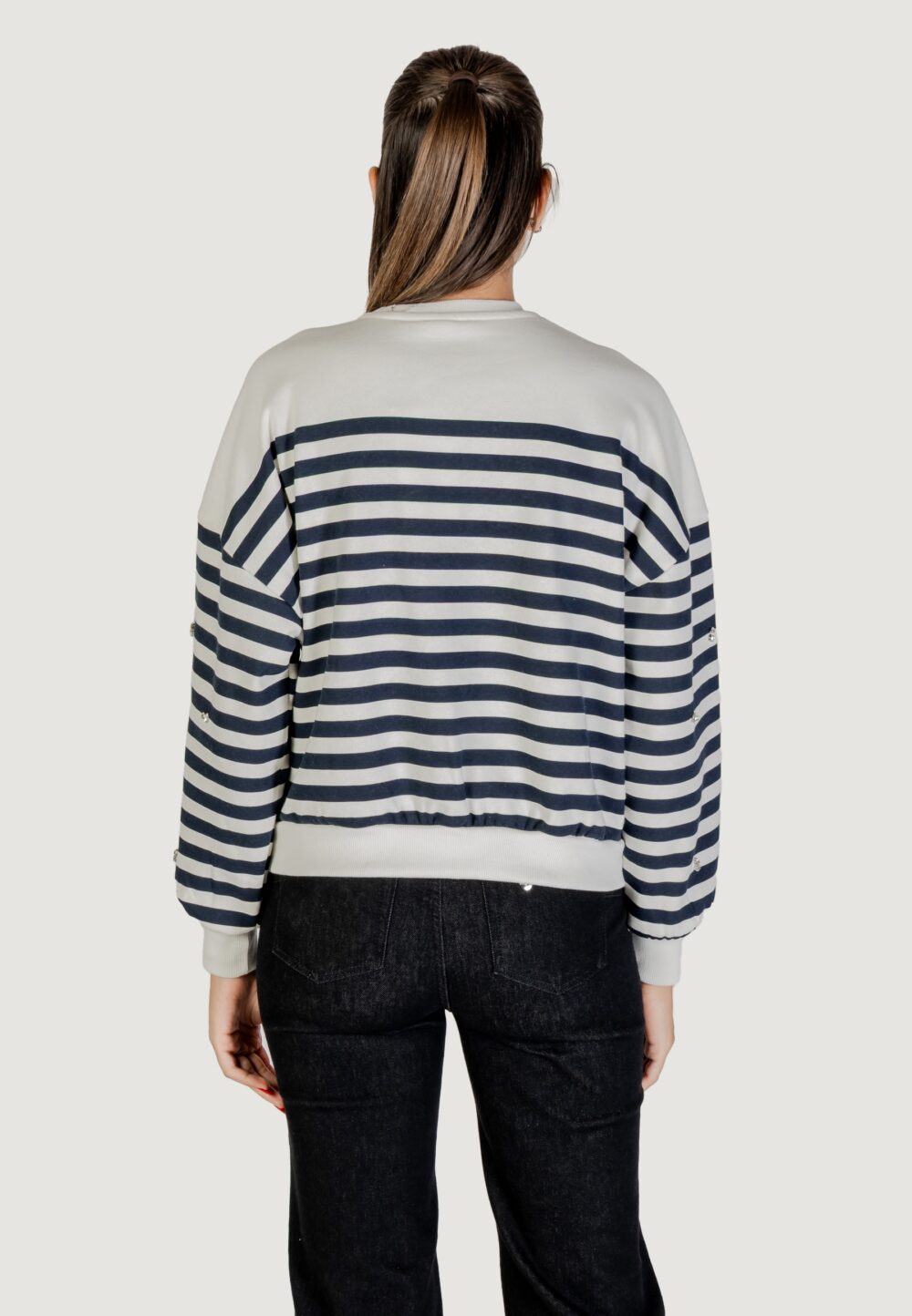 Felpa senza cappuccio Only ONLADELE L/S O-NECK STRIPE SWT Blu - Foto 4