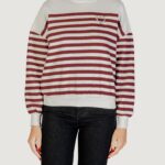 Felpa senza cappuccio Only ONLADELE L/S O-NECK STRIPE SWT Bordeaux - Foto 1
