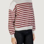 Felpa senza cappuccio Only ONLADELE L/S O-NECK STRIPE SWT Bordeaux - Foto 3