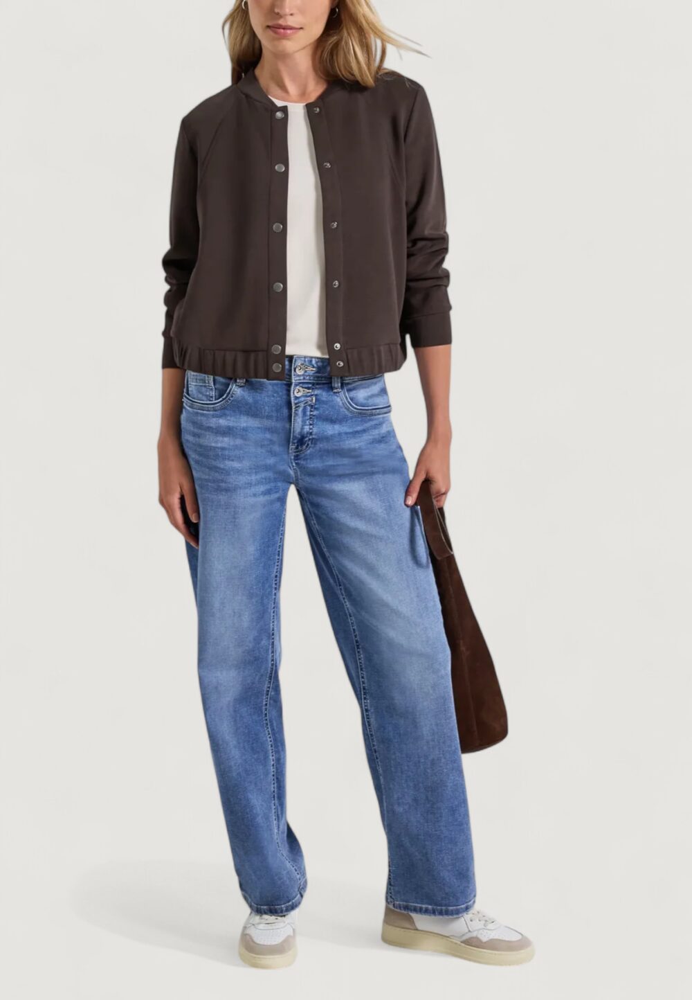Felpa senza cappuccio Street One silk look jacket Cioccolato - Foto 2