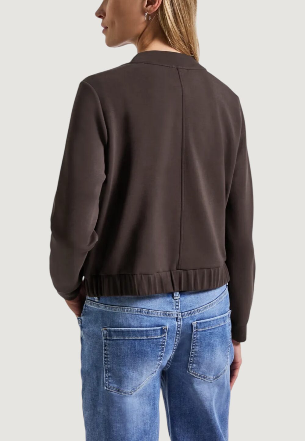 Felpa senza cappuccio Street One silk look jacket Cioccolato - Foto 3