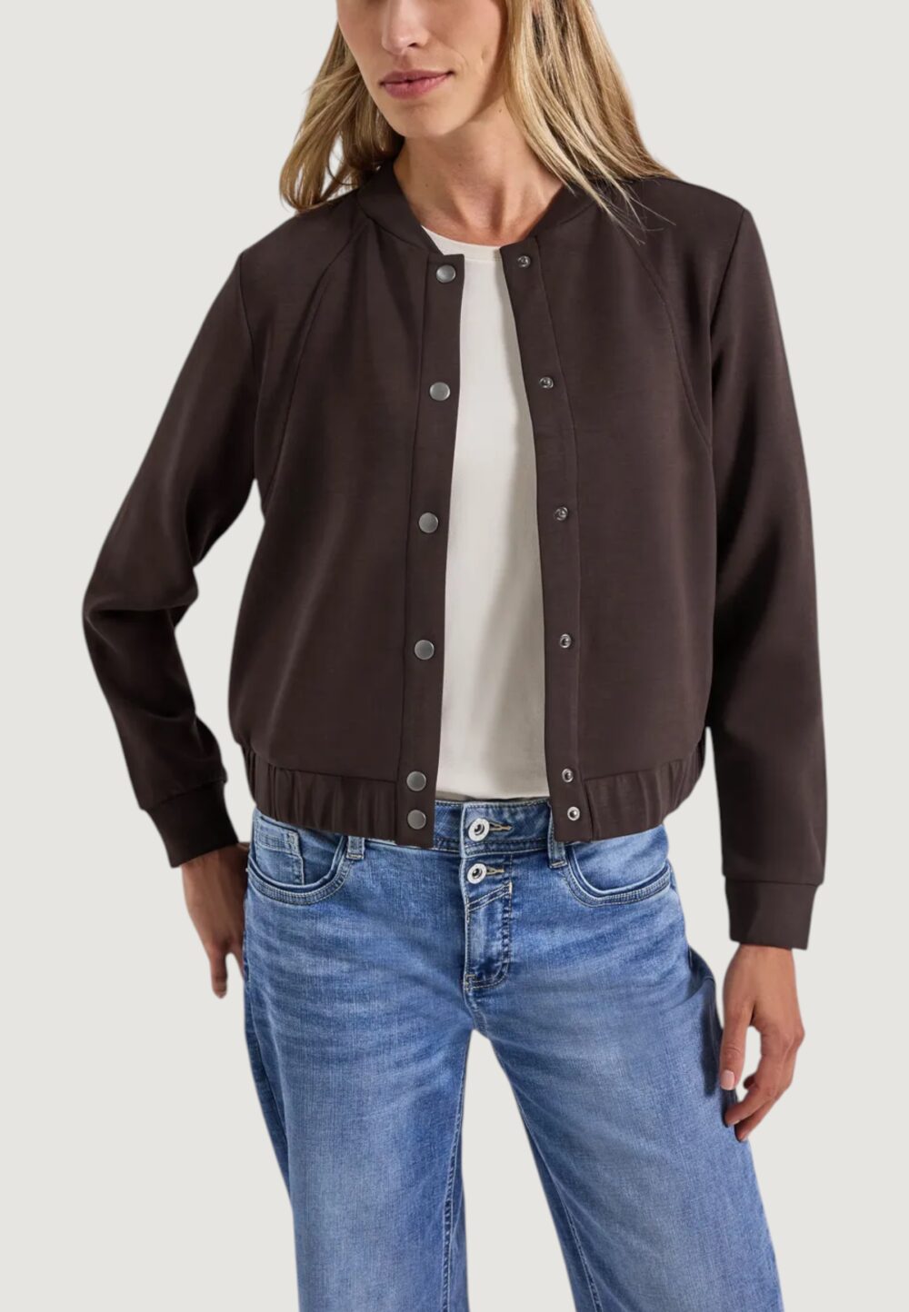 Felpa senza cappuccio Street One silk look jacket Cioccolato - Foto 1